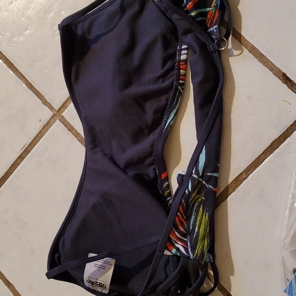 Mossimo Womens Bikini Size L Navy Palm Swimsuit Top Swim Beach Costal Floral - Picture 7 of 9